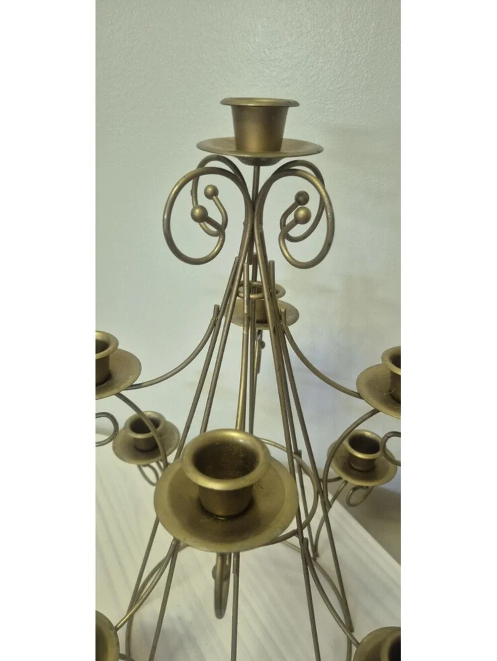 Brass Gold Metal Home Interiors Candelabra Tree Shape Candle Holder 15